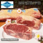 Beef Sirloin Striploin Porterhouse Has Luar Australia STEER (young cattle) chilled MIDFIELD whole cuts +/- 5.5kg (price/kg) PREORDER 2-3 days notice